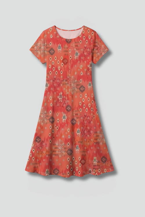 Lila | Printed Midi Dress with Short Sleeves