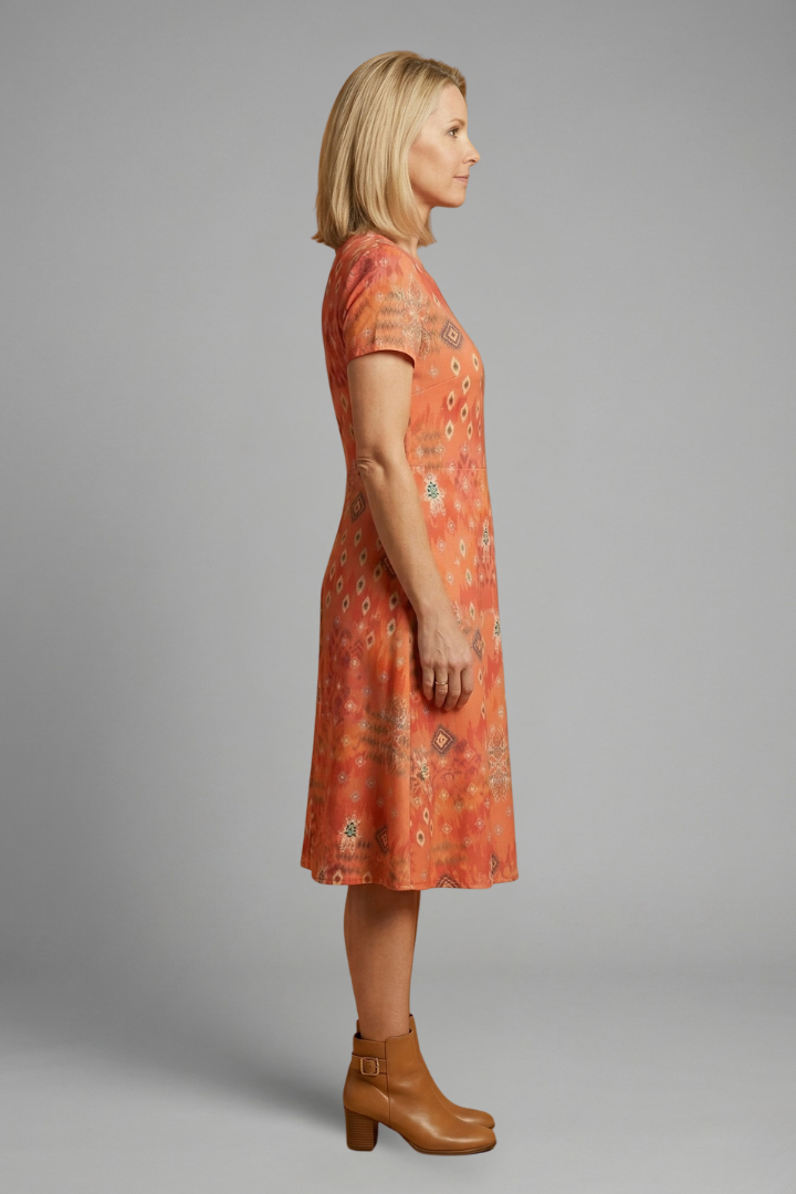 Lila | Printed Midi Dress with Short Sleeves