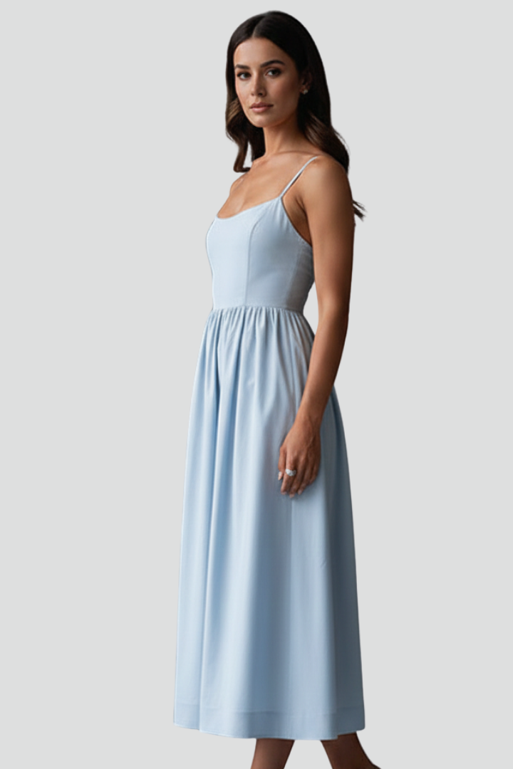 Lena | Elegant Midi Dress with Spaghetti Straps