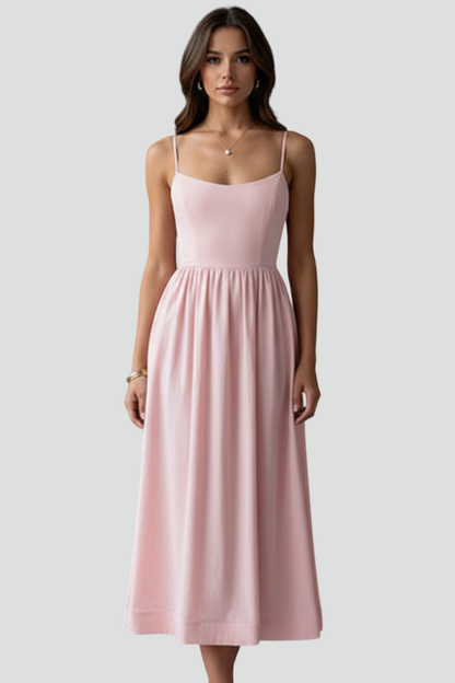 Lena | Elegant Midi Dress with Spaghetti Straps
