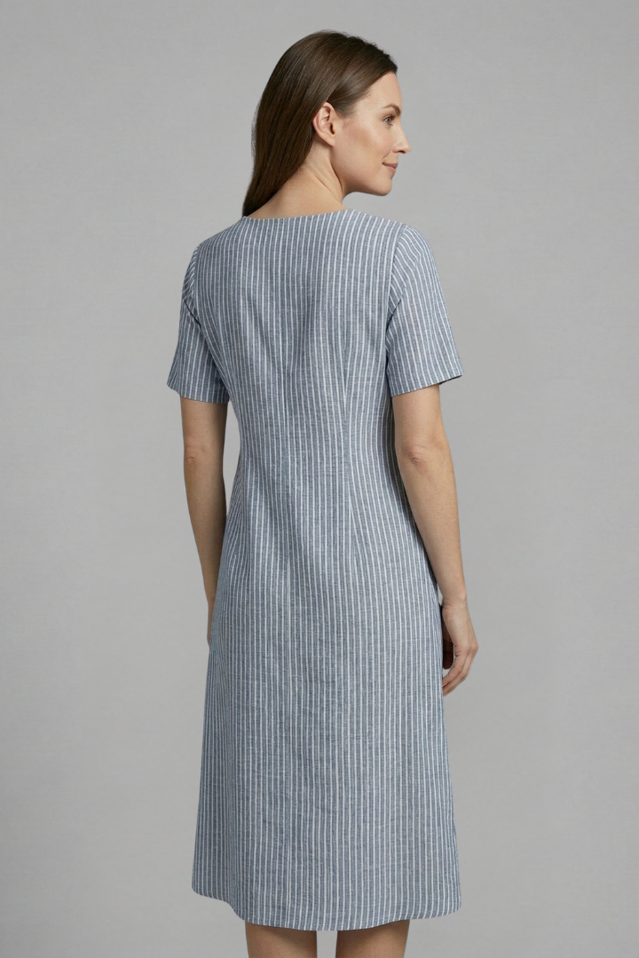 Lila | V-Neck Midi Dress with Button Detail