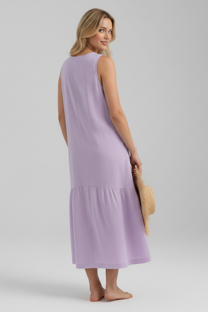 Lila | V-Neck Button Front Midi Dress