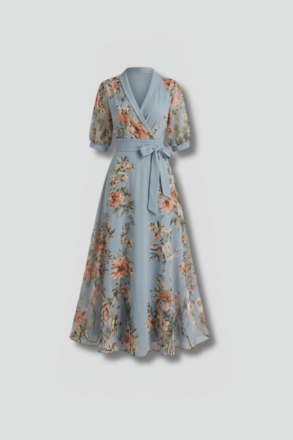 Elena | Floral V-Neck Midi Dress