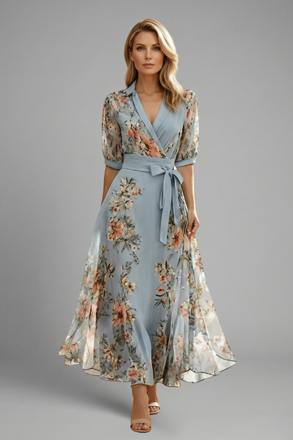 Elena | Floral V-Neck Midi Dress