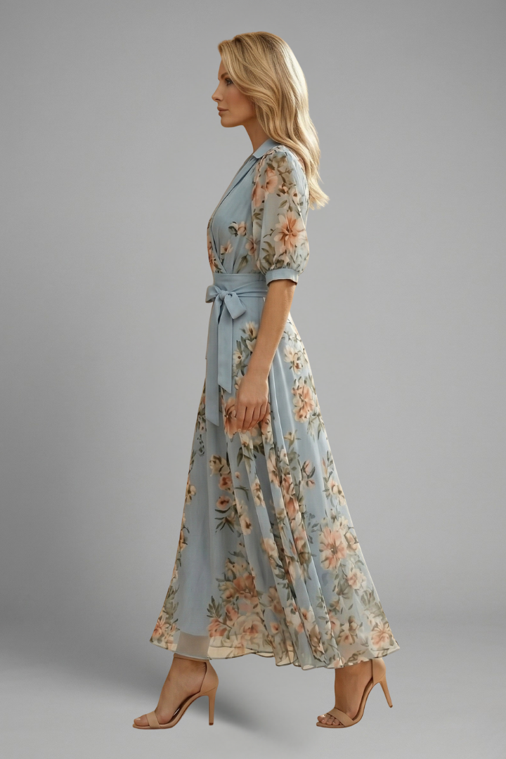 Elena | Floral V-Neck Midi Dress