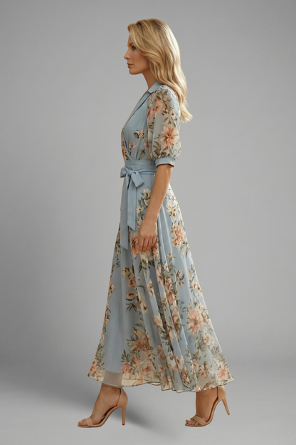 Elena | Floral V-Neck Midi Dress