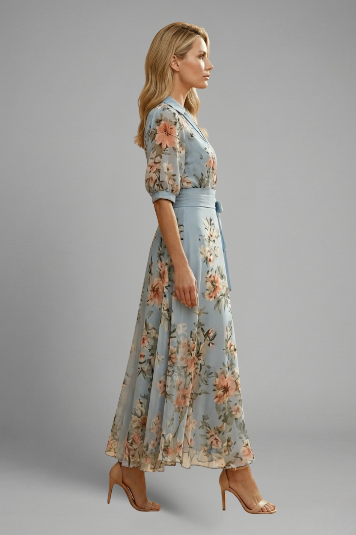Elena | Floral V-Neck Midi Dress
