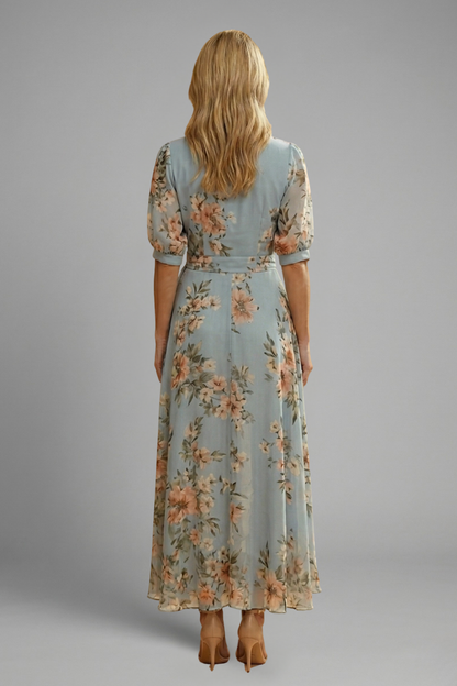 Elena | Floral V-Neck Midi Dress