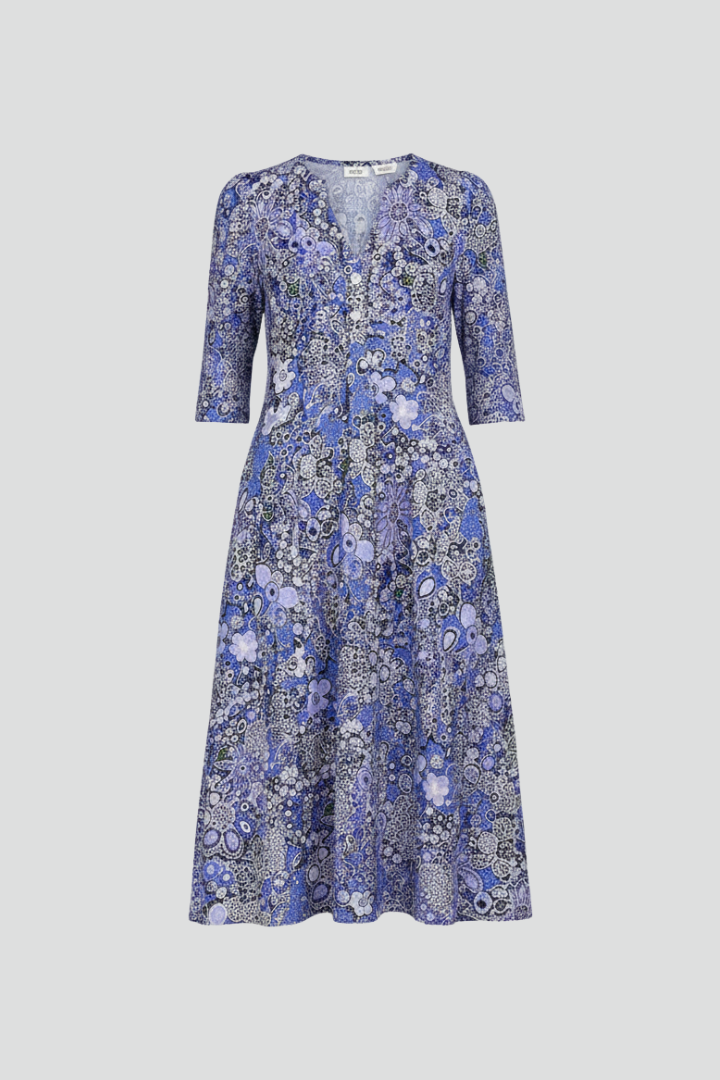 Lena | V-Neck Midi Dress with Three-Quarter Sleeves