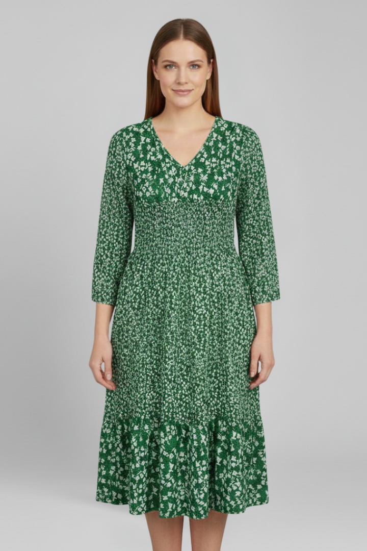 Lena | V-Neck Smocked Midi Dress