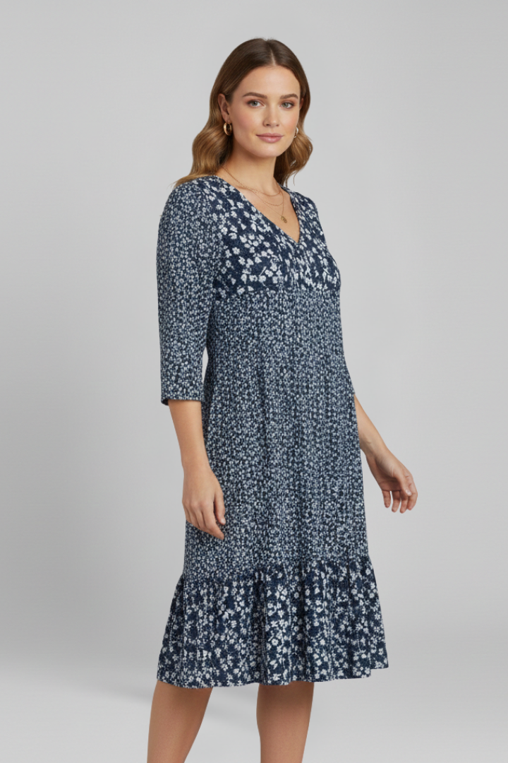 Lena | V-Neck Smocked Midi Dress