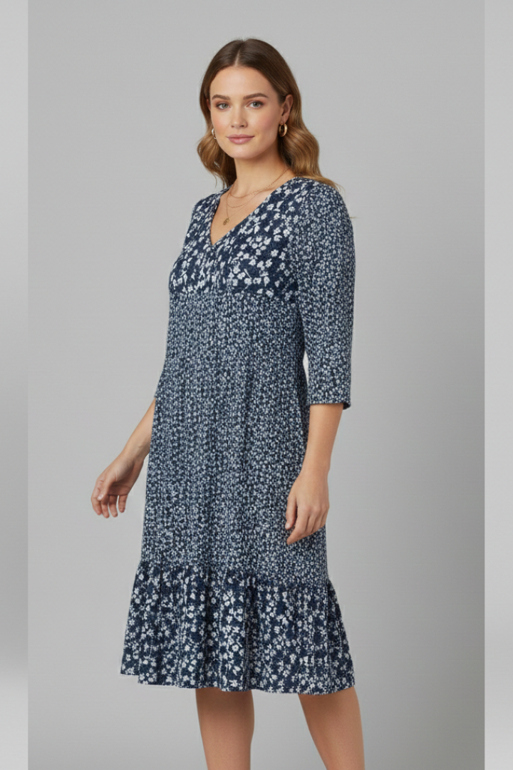 Lena | V-Neck Smocked Midi Dress
