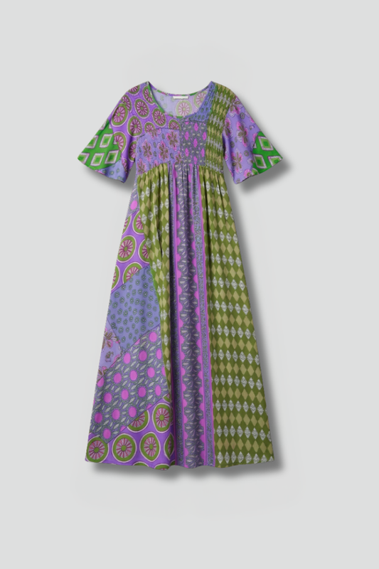 Lila | Paisley Midi Dress with Round Neckline