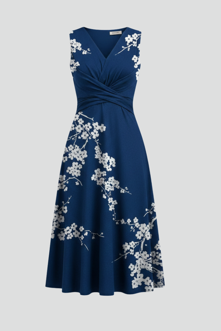 Sophie | Elegant V Neck Sleeveless Midi Dress