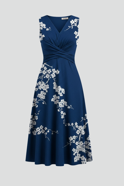 Sophie | Elegant V Neck Sleeveless Midi Dress