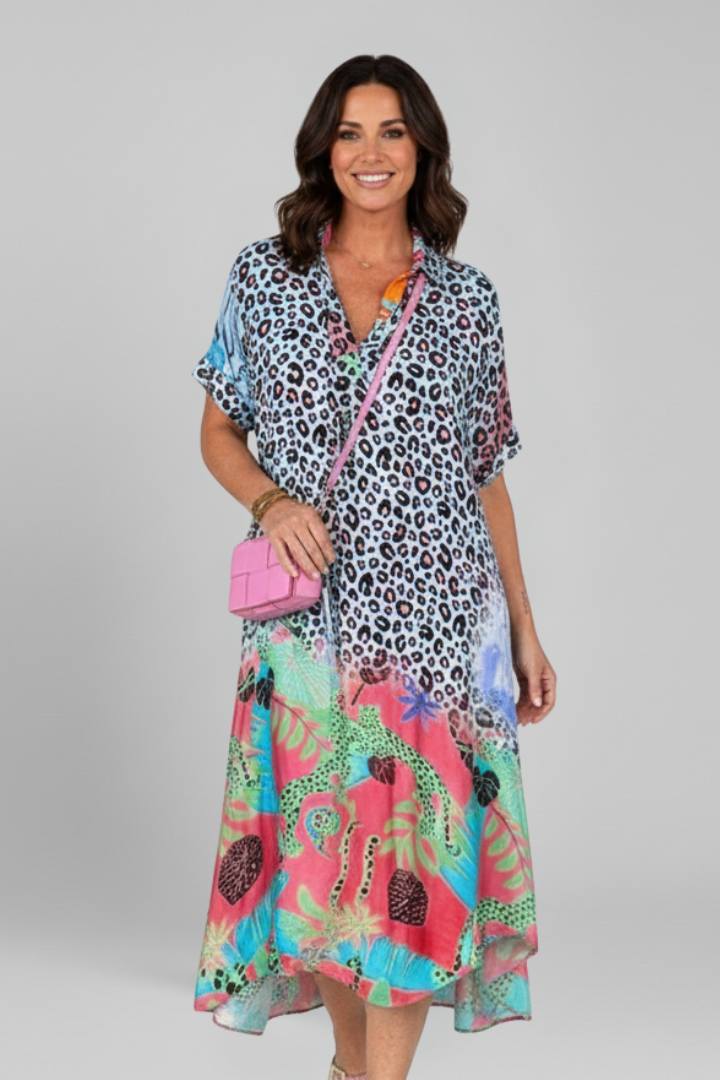 Lila | V-Neck Patterned Midi Dress