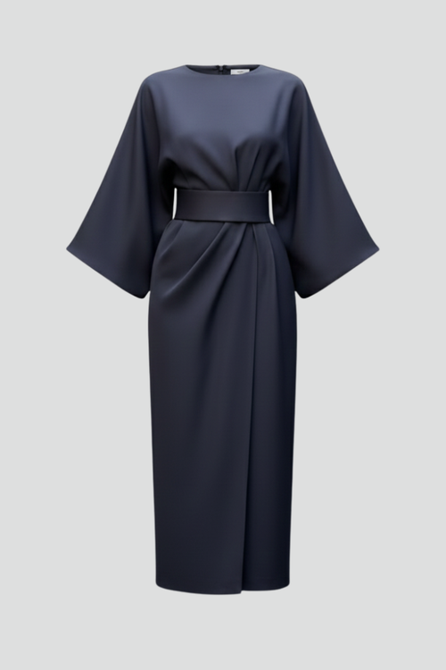 Lena | Effortless Midi Dress with Wide Sleeves and Belted Waist