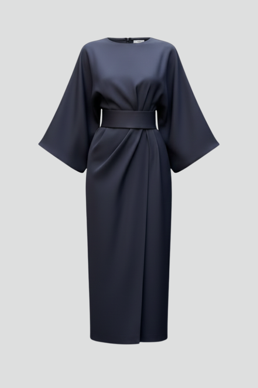 Lena | Effortless Midi Dress with Wide Sleeves and Belted Waist