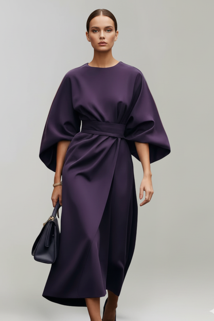 Lena | Effortless Midi Dress with Wide Sleeves and Belted Waist