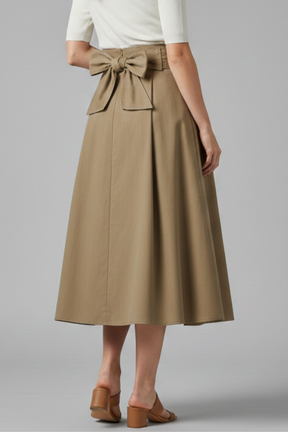 Juliette | High-Waisted Midi Skirt with Bow Detail