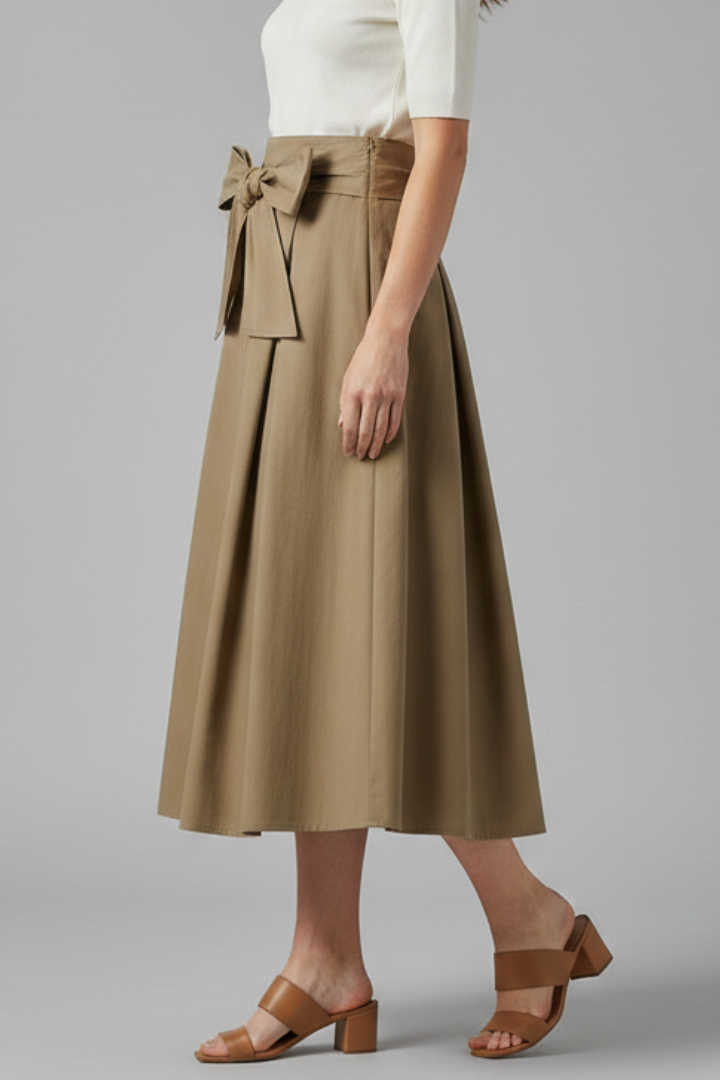 Juliette | High-Waisted Midi Skirt with Bow Detail