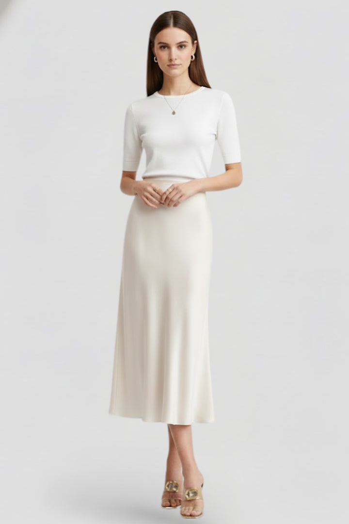 Lena | High-Waisted Draped Midi Skirt