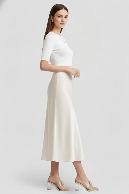 Lena | High-Waisted Draped Midi Skirt