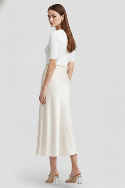 Lena | High-Waisted Draped Midi Skirt