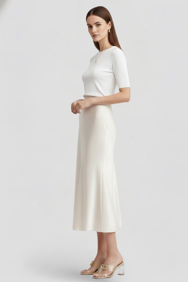 Lena | High-Waisted Draped Midi Skirt
