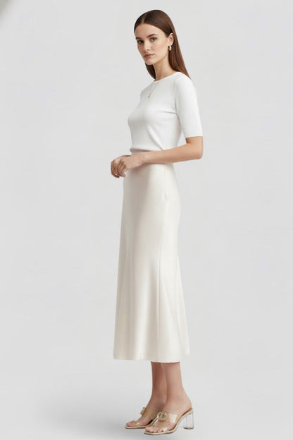 Lena | High-Waisted Draped Midi Skirt