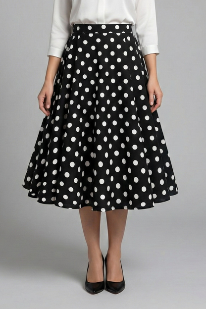 Lila | High-Waisted Polka Dot Midi Skirt