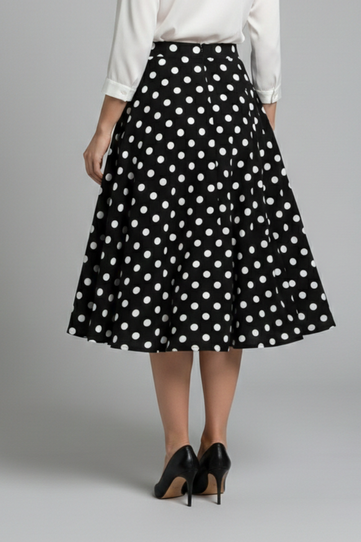 Lila | High-Waisted Polka Dot Midi Skirt