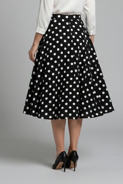 Lila | High-Waisted Polka Dot Midi Skirt