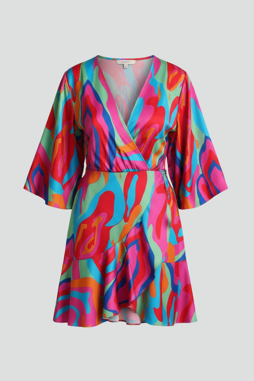 Lila | Batwing Sleeve Mini Dress with Waist Tie