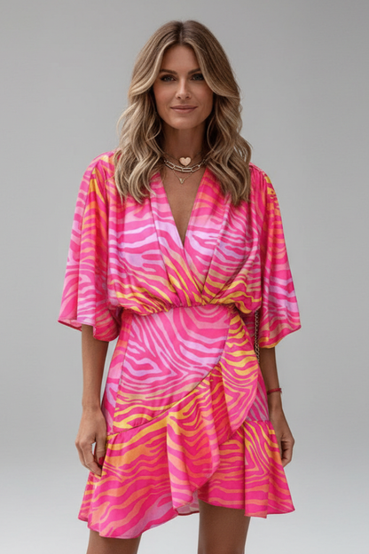 Lila | Batwing Sleeve Mini Dress with Waist Tie