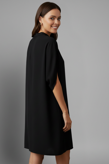 Livia | Chic Mini Dress with Mock Neck and Split Sleeves