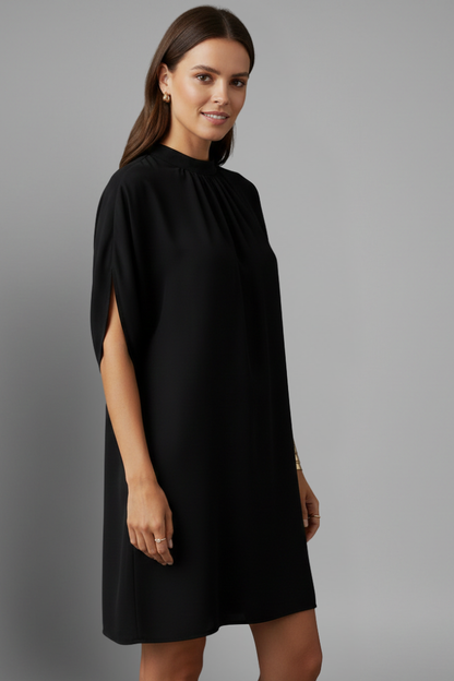 Livia | Chic Mini Dress with Mock Neck and Split Sleeves