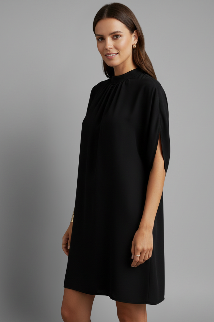 Livia | Chic Mini Dress with Mock Neck and Split Sleeves