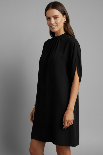 Livia | Chic Mini Dress with Mock Neck and Split Sleeves
