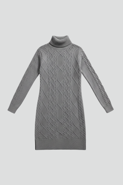 Elena | Cable Knit Mini Dress with Roll Neck