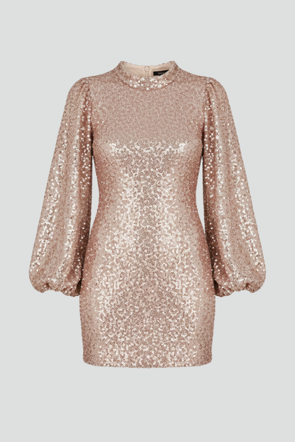 Lena | Elegant Mini Dress with Round Neckline and Long Sleeves