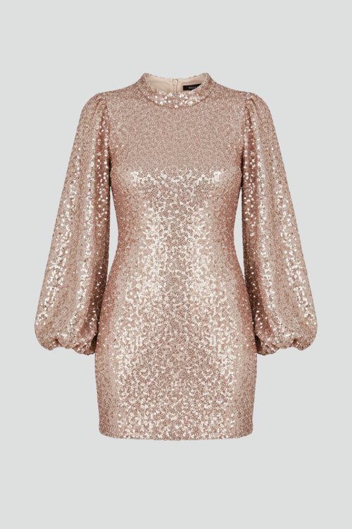 Lena | Elegant Mini Dress with Round Neckline and Long Sleeves
