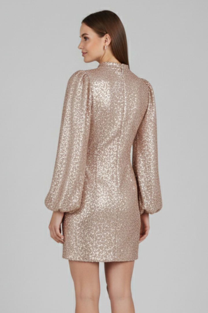 Lena | Elegant Mini Dress with Round Neckline and Long Sleeves