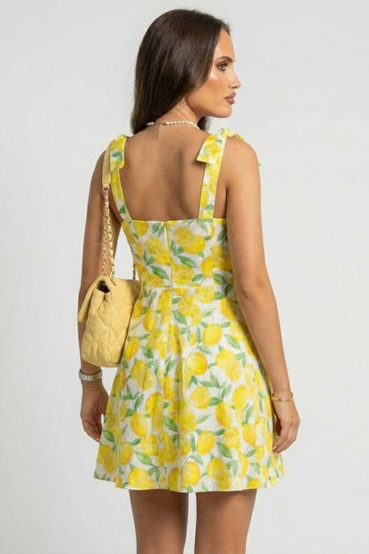 Lila | Mini Dress with Square Neck and Bow Straps