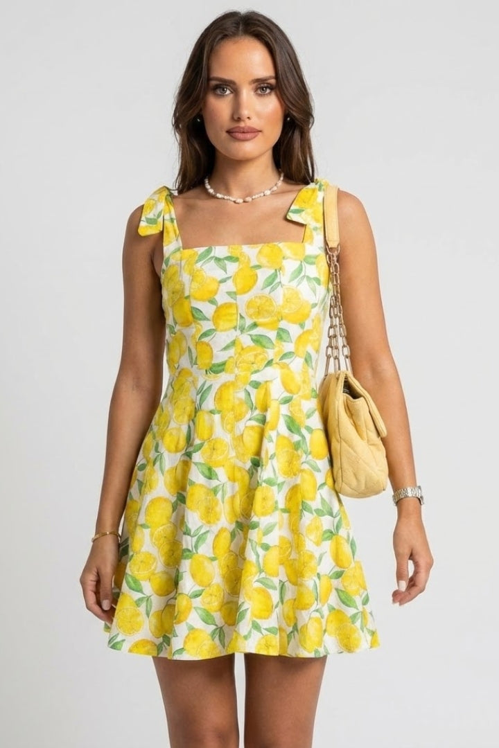 Lila | Mini Dress with Square Neck and Bow Straps