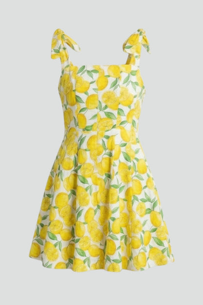 Lila | Mini Dress with Square Neck and Bow Straps