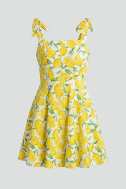Lila | Mini Dress with Square Neck and Bow Straps