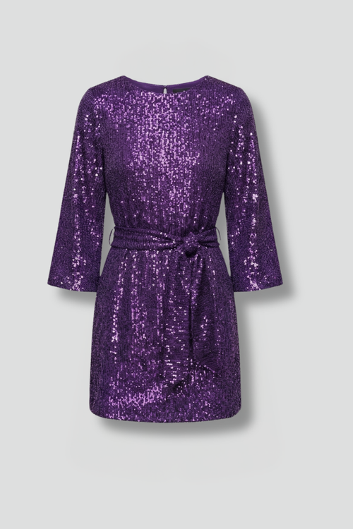 Lila | Chic Mini Dress with Tie Waist and Long Sleeves
