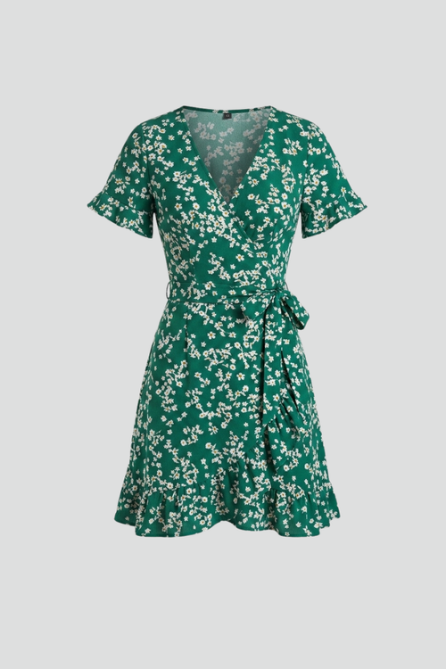 Lila | V-Neck Mini Dress with Ruffle Hem