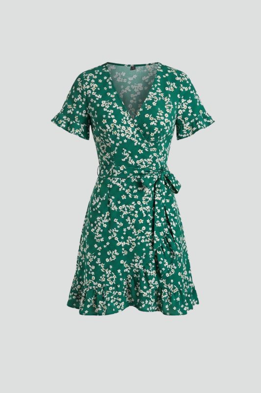 Lila | V-Neck Mini Dress with Ruffle Hem